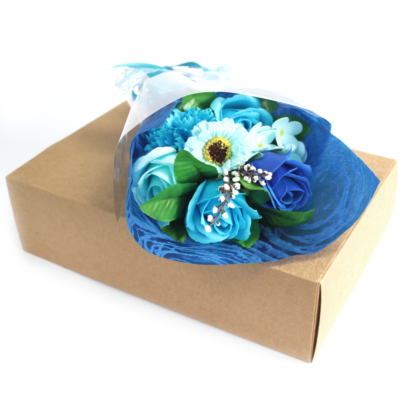 Boxed Hand Soap Flower Bouquet - Blue - SFB-09