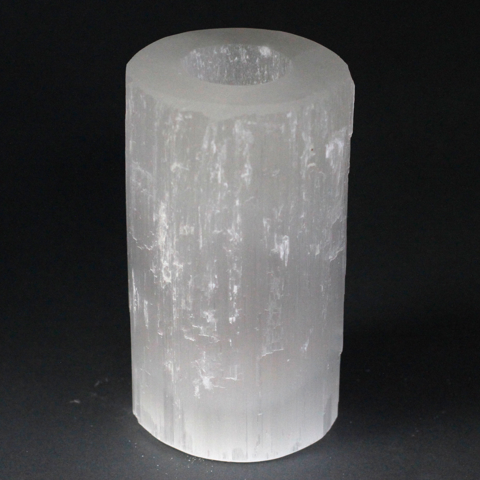 Selenite Cylinder Candle Holder - 15 cm - SelCH-04