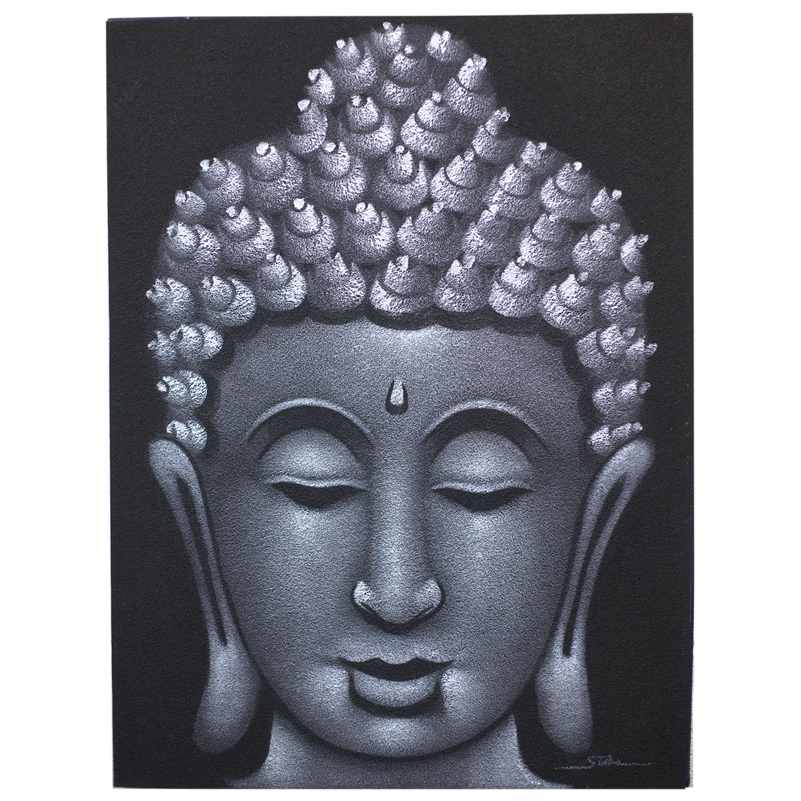 Buddah Painting - Grey Sand Finish BAP-02