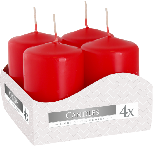 Set of Pillar Candles  40x60mm (4 pieces) - Red - PC-02