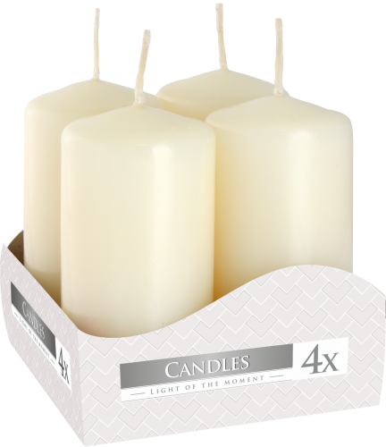 Set of Pillar Candles  40x80mm (4 pieces) - Ivory - PC-03