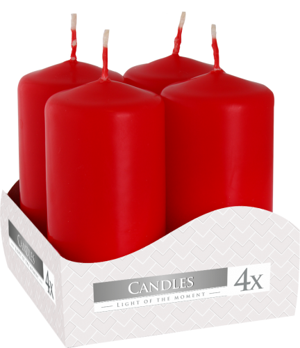 Set of Pillar Candles  40x80mm (4 pieces) - Red - PC-04
