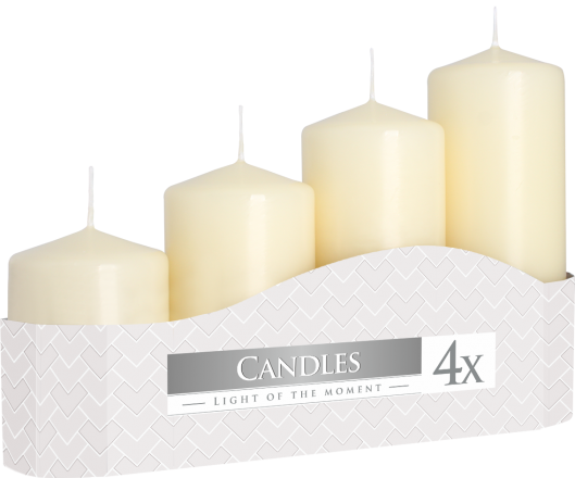 Set of Pillar Candles  50mm (11/16/22/33H) (4 pieces) - Ivory - PC-05