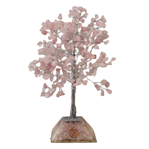 Gemstone Tree with Organite Base - 320 Stone - Rose Quartz - OGemT-11