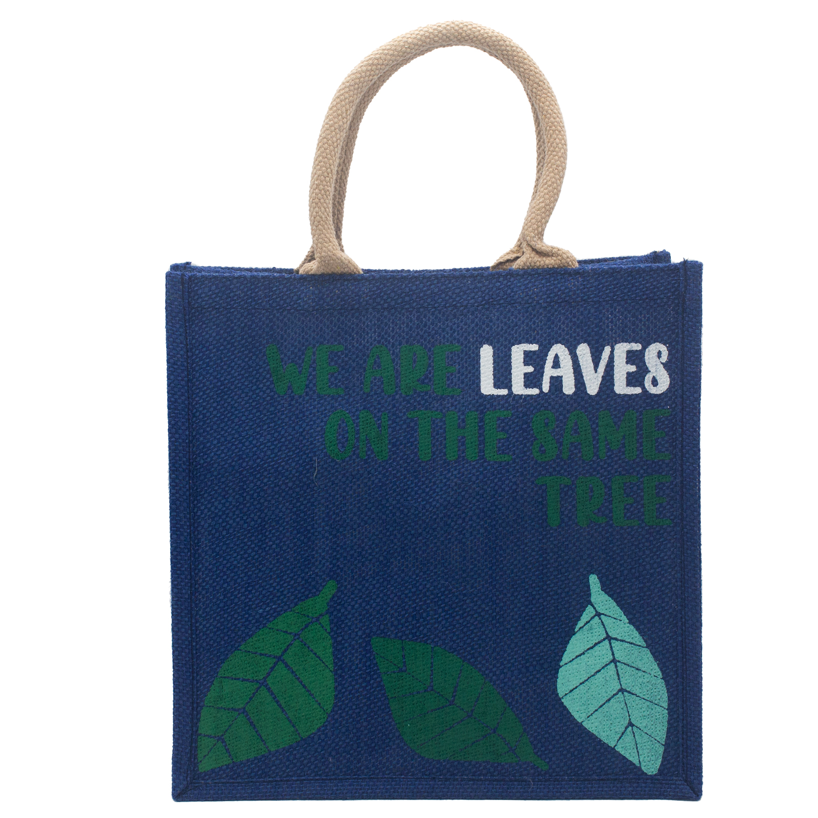 Printed Jute Bag - We are Leaves - Blue - PJB-02B