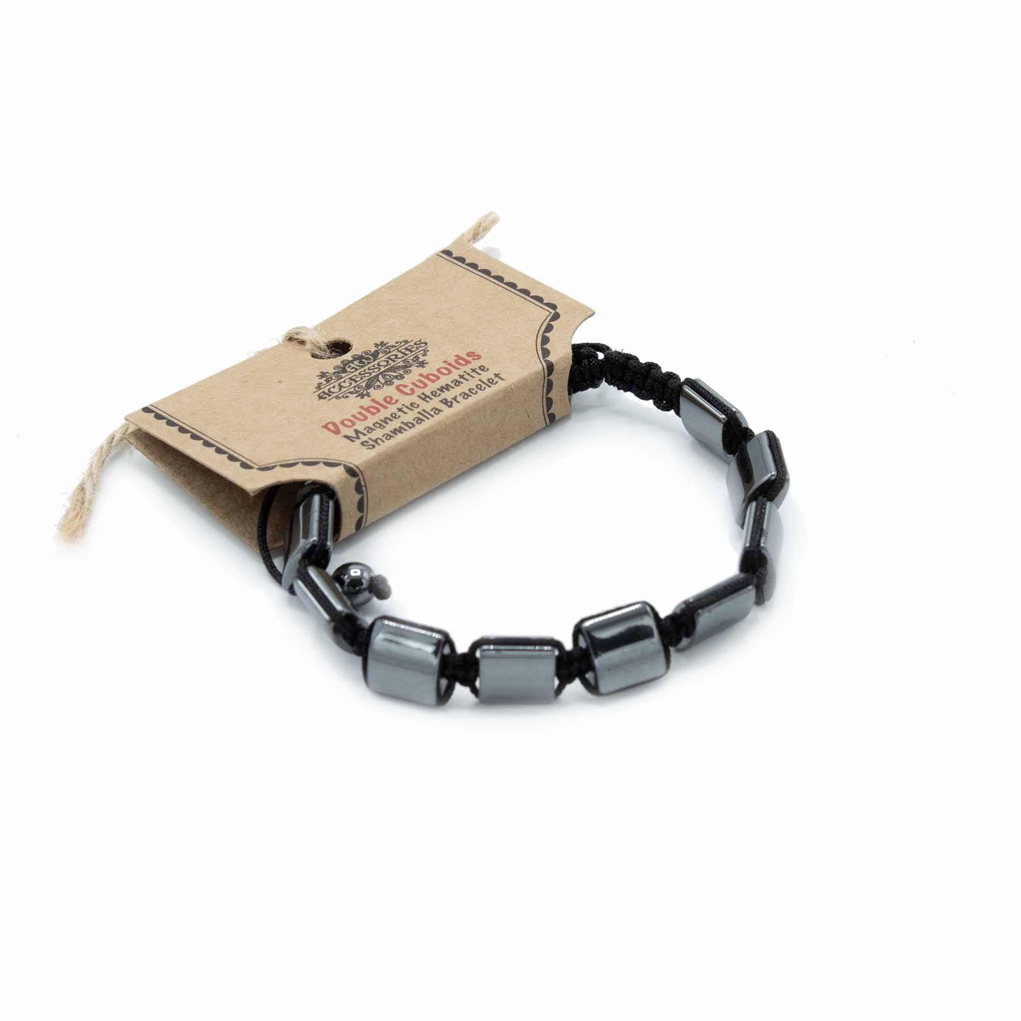 Magnetic Hematite Shamballa Bracelet -  Double Cuboids - MHSB-05