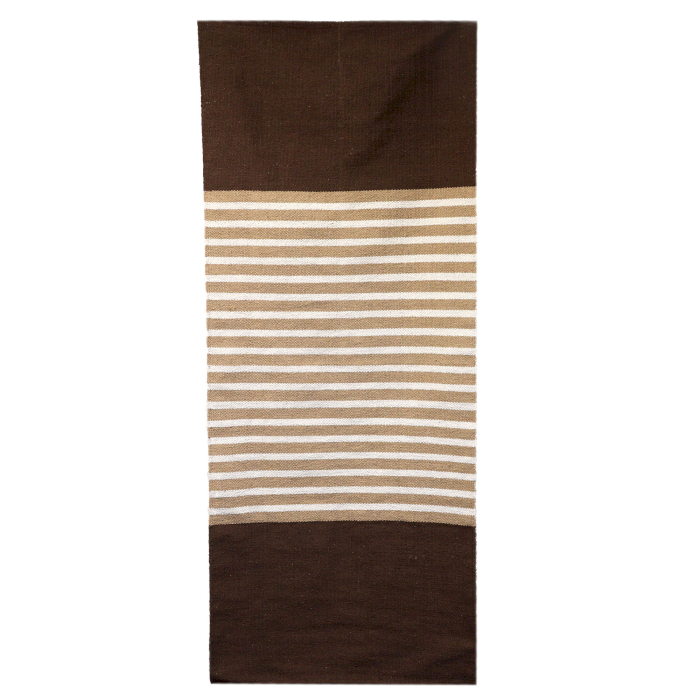 Indian Cotton Rug - 70x170cm - Dark Brown / Beige - ICR-02